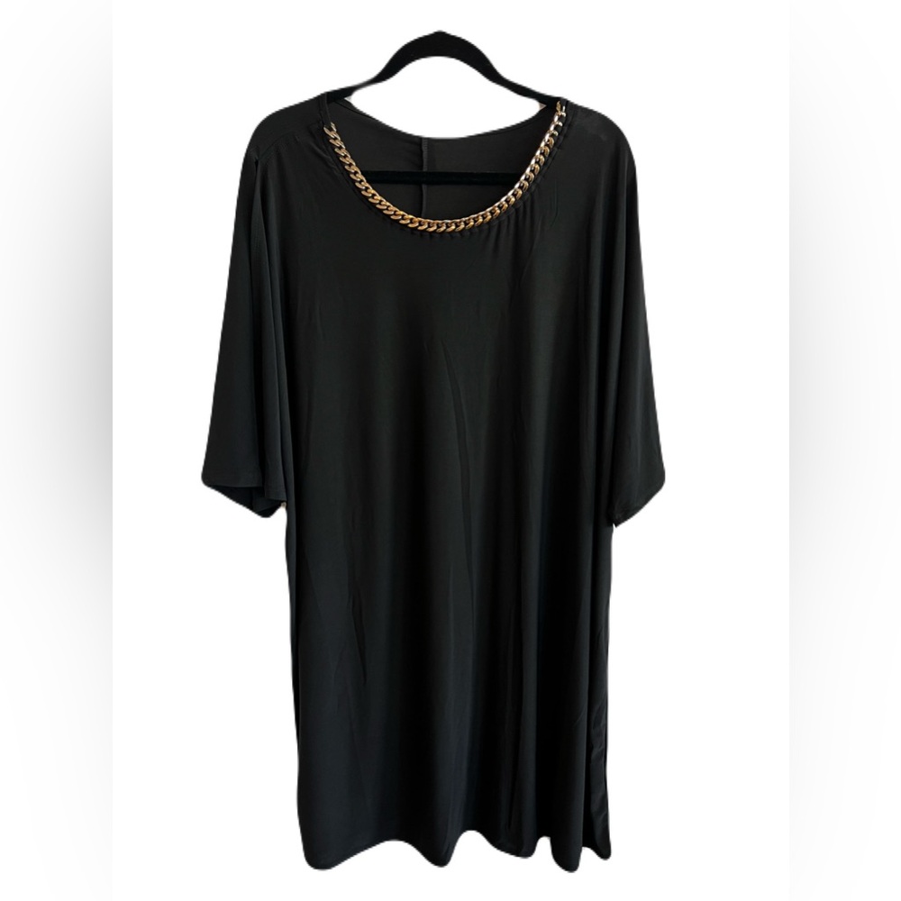 🆕 ✨ NWT J.T.B Woman Black Dress w/ Gold Chain Accent - Size 3X 🖤